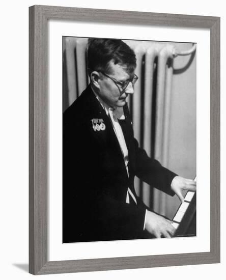 Composer Dmitri Shostakovich Playing Piano-Thomas D^ Mcavoy-Framed Premium Photographic Print