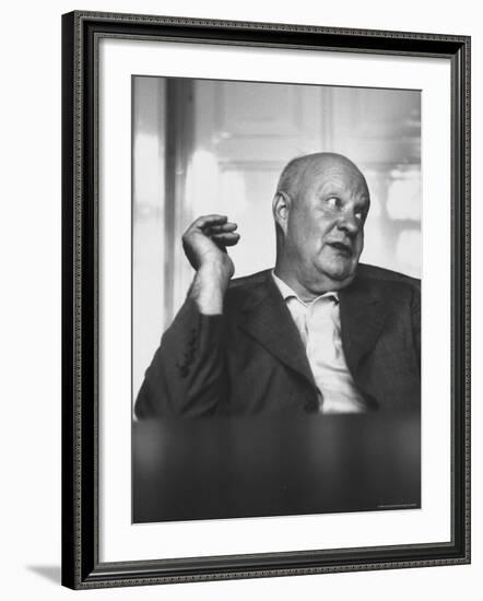 Composer Paul Hindemith Sitting in an Unidentified Office-Michael Rougier-Framed Premium Photographic Print