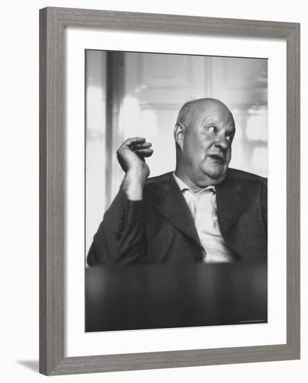 Composer Paul Hindemith Sitting in an Unidentified Office-Michael Rougier-Framed Premium Photographic Print