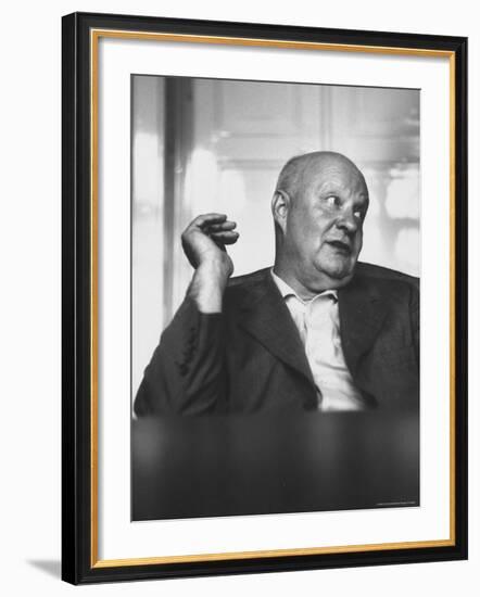 Composer Paul Hindemith Sitting in an Unidentified Office-Michael Rougier-Framed Premium Photographic Print