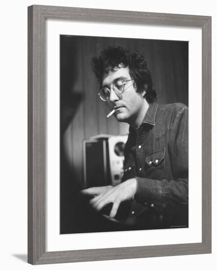 Composer Randy Newman Working at Piano, Smoking Cigarette-Bill Eppridge-Framed Premium Photographic Print