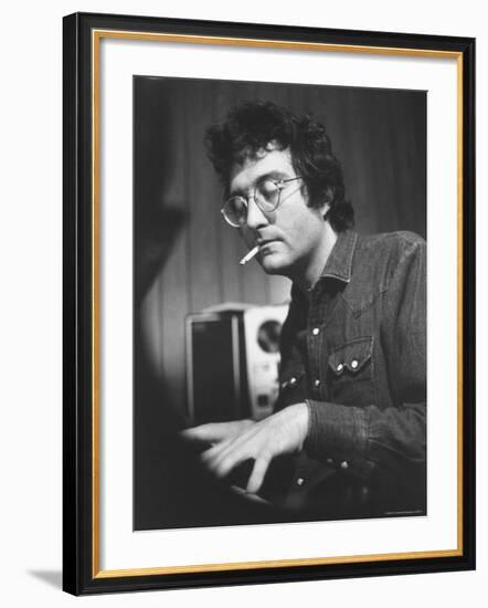 Composer Randy Newman Working at Piano, Smoking Cigarette-Bill Eppridge-Framed Premium Photographic Print