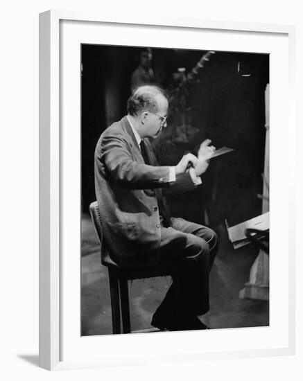 Composer Samuel Barber, Conducting with Baton-Lisa Larsen-Framed Premium Photographic Print