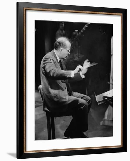 Composer Samuel Barber, Conducting with Baton-Lisa Larsen-Framed Premium Photographic Print