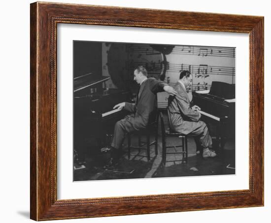 Composers and Band Leaders Stan Kenton and Duke Ellington, Playing Dual Pianos on Cbs TV Show-Yale Joel-Framed Premium Photographic Print