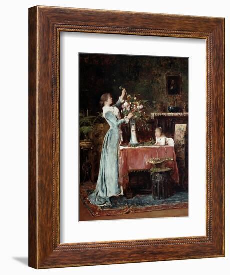 Composing a Bouquet, 1880s-Mihaly Munkacsy-Framed Giclee Print