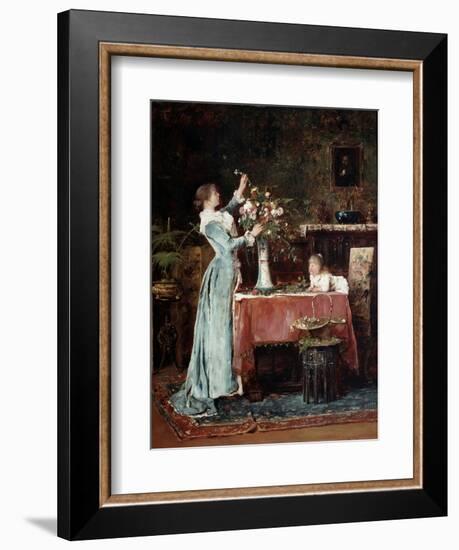 Composing a Bouquet, 1880s-Mihaly Munkacsy-Framed Giclee Print