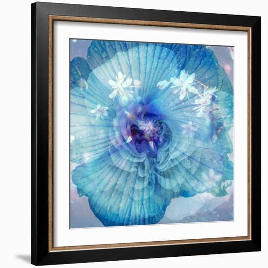 Composing of a Flower in Blue Tones with White Flowering Branch-Alaya Gadeh-Framed Photographic Print