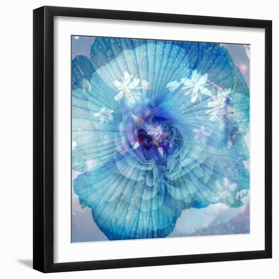 Composing of a Flower in Blue Tones with White Flowering Branch-Alaya Gadeh-Framed Photographic Print