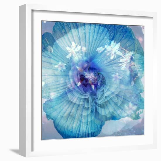 Composing of a Flower in Blue Tones with White Flowering Branch-Alaya Gadeh-Framed Photographic Print