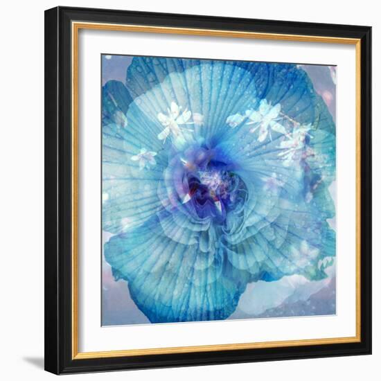 Composing of a Flower in Blue Tones with White Flowering Branch-Alaya Gadeh-Framed Photographic Print