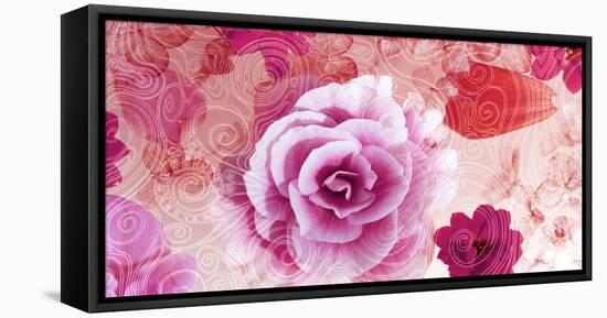 Composing of Blossoms on Ornated Pattern in Pink-Alaya Gadeh-Framed Premier Image Canvas