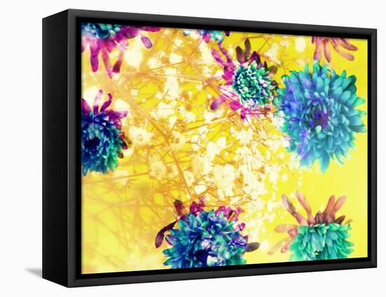 Composing of Blue and Green Blossoms in Yellow Water, Violet Petals, White Flowering Branch-Alaya Gadeh-Framed Premier Image Canvas