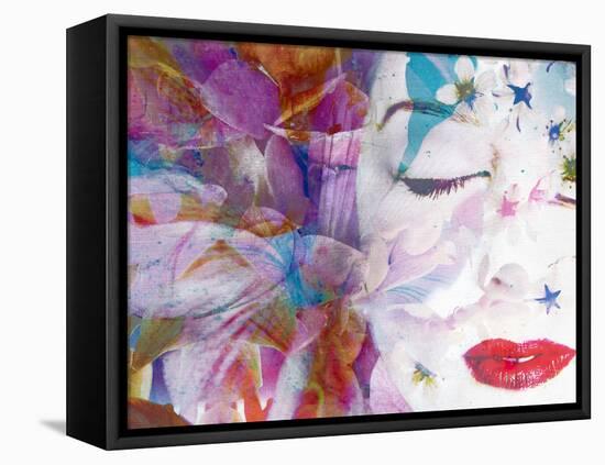 Composing with Coloured Blossoms and Portrait of a Woman-Alaya Gadeh-Framed Premier Image Canvas