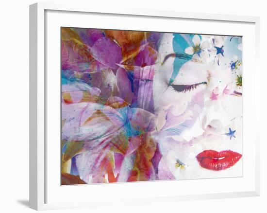 Composing with Coloured Blossoms and Portrait of a Woman-Alaya Gadeh-Framed Photographic Print