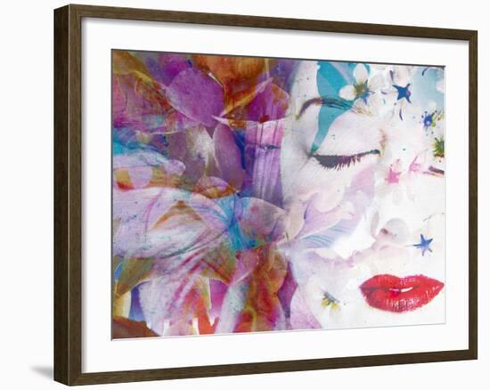 Composing with Coloured Blossoms and Portrait of a Woman-Alaya Gadeh-Framed Photographic Print