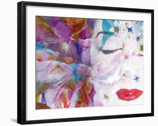 Composing with Coloured Blossoms and Portrait of a Woman-Alaya Gadeh-Framed Photographic Print