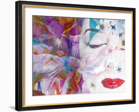 Composing with Coloured Blossoms and Portrait of a Woman-Alaya Gadeh-Framed Photographic Print