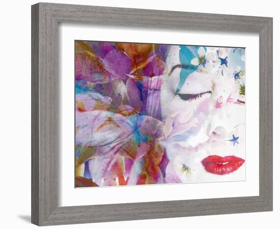 Composing with Coloured Blossoms and Portrait of a Woman-Alaya Gadeh-Framed Photographic Print