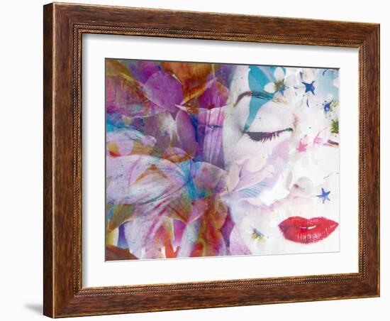 Composing with Coloured Blossoms and Portrait of a Woman-Alaya Gadeh-Framed Photographic Print