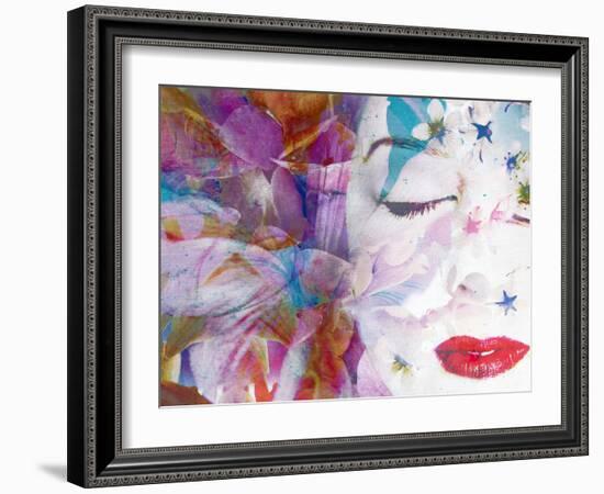 Composing with Coloured Blossoms and Portrait of a Woman-Alaya Gadeh-Framed Photographic Print