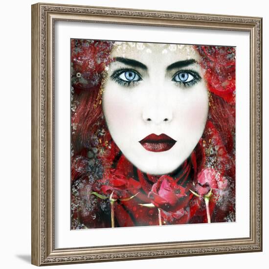 Composing Work of a Women's Portrait with Roses-Alaya Gadeh-Framed Photographic Print