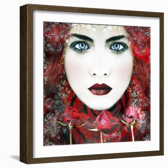 Composing Work of a Women's Portrait with Roses-Alaya Gadeh-Framed Photographic Print