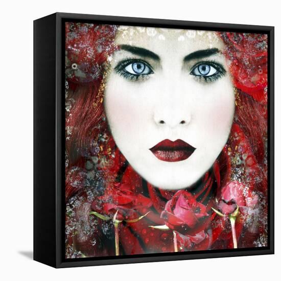 Composing Work of a Women's Portrait with Roses-Alaya Gadeh-Framed Premier Image Canvas