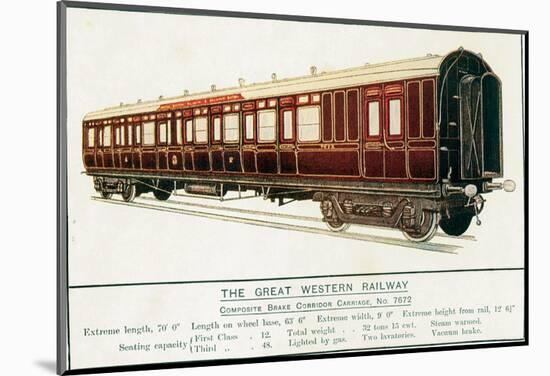 Composite Brake Corridor Carriage No. 7672, Great Western Railway-null-Mounted Art Print