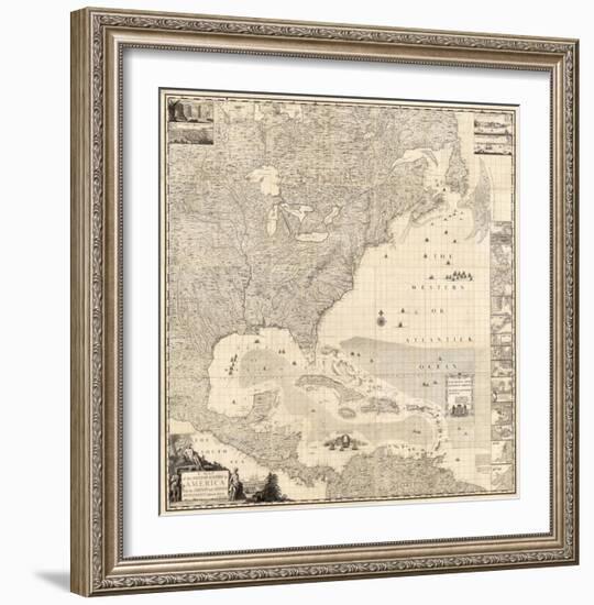 Composite: British Empire in America, c.1733-Henry Popple-Framed Art Print