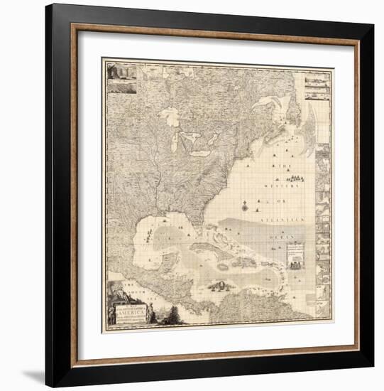 Composite: British Empire in America, c.1733-Henry Popple-Framed Art Print