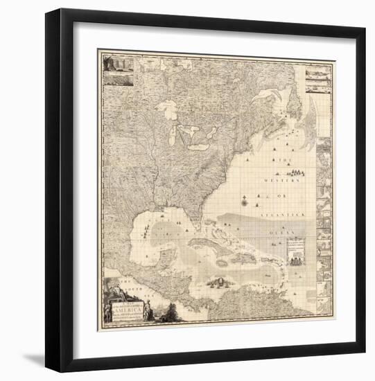 Composite: British Empire in America, c.1733-Henry Popple-Framed Art Print