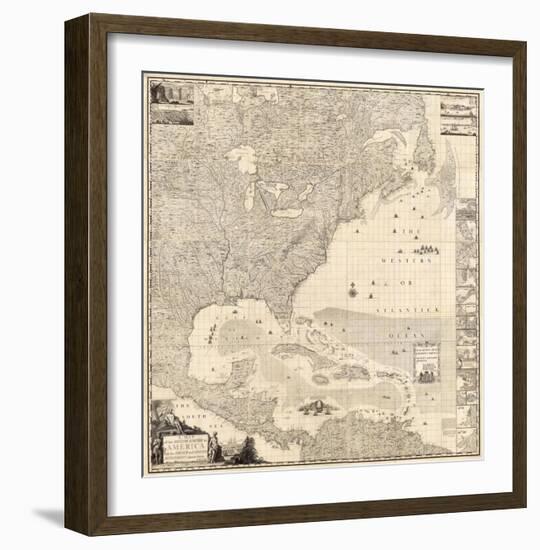 Composite: British Empire in America, c.1733-Henry Popple-Framed Art Print