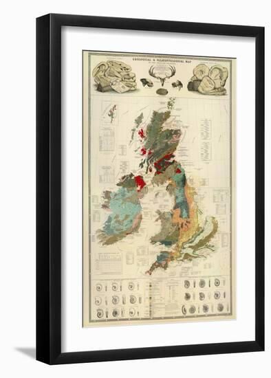 Composite: Geological and Palaeontological Map of the British Islands, c.1854-Alexander Keith Johnston-Framed Art Print