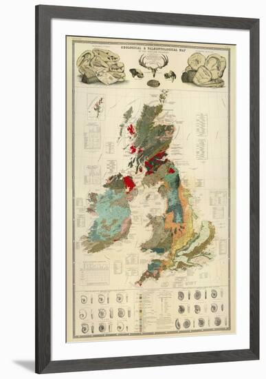 Composite: Geological and Palaeontological Map of the British Islands, c.1854-Alexander Keith Johnston-Framed Art Print