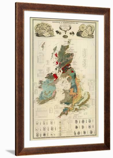 Composite: Geological and Palaeontological Map of the British Islands, c.1854-Alexander Keith Johnston-Framed Art Print