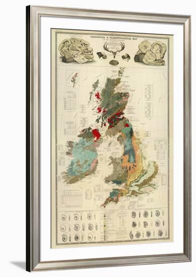 Composite: Geological and Palaeontological Map of the British Islands, c.1854-Alexander Keith Johnston-Framed Art Print