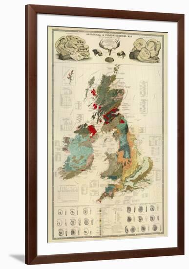 Composite: Geological and Palaeontological Map of the British Islands, c.1854-Alexander Keith Johnston-Framed Art Print