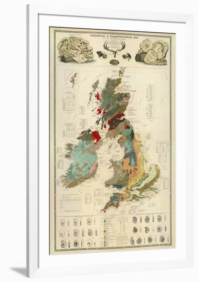 Composite: Geological and Palaeontological Map of the British Islands, c.1854-Alexander Keith Johnston-Framed Art Print