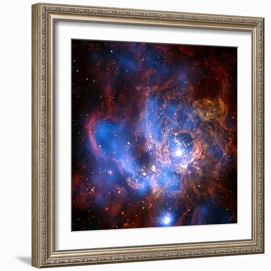 Composite Image from Chandra and Hubble Data, Divided Neighborhood of Some 200 Hot, Young Stars--Framed Photographic Print