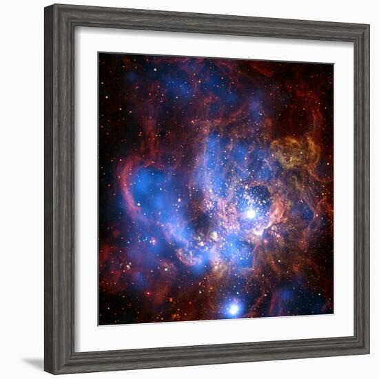 Composite Image from Chandra and Hubble Data, Divided Neighborhood of Some 200 Hot, Young Stars-null-Framed Photographic Print