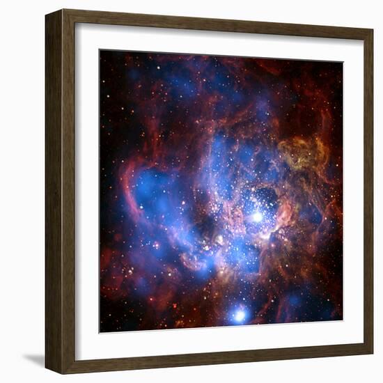 Composite Image from Chandra and Hubble Data, Divided Neighborhood of Some 200 Hot, Young Stars--Framed Photographic Print