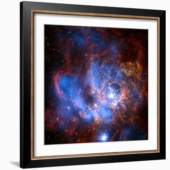 Composite Image from Chandra and Hubble Data, Divided Neighborhood of Some 200 Hot, Young Stars--Framed Photographic Print