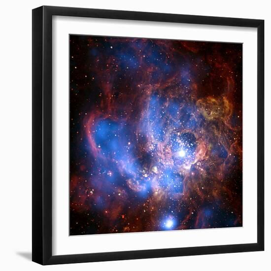 Composite Image from Chandra and Hubble Data, Divided Neighborhood of Some 200 Hot, Young Stars-null-Framed Photographic Print