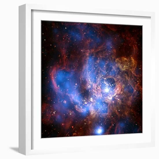 Composite Image from Chandra and Hubble Data, Divided Neighborhood of Some 200 Hot, Young Stars-null-Framed Photographic Print