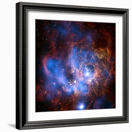 Composite Image from Chandra and Hubble Data, Divided Neighborhood of Some 200 Hot, Young Stars-null-Framed Photographic Print