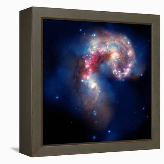 Composite Image of Antennae Galaxies - Interstellar Gas with Elements from Supernova Explosions-null-Framed Premier Image Canvas