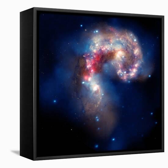 Composite Image of Antennae Galaxies - Interstellar Gas with Elements from Supernova Explosions-null-Framed Premier Image Canvas