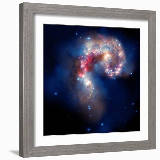 Composite Image of Antennae Galaxies - Interstellar Gas with Elements from Supernova Explosions-null-Framed Photographic Print