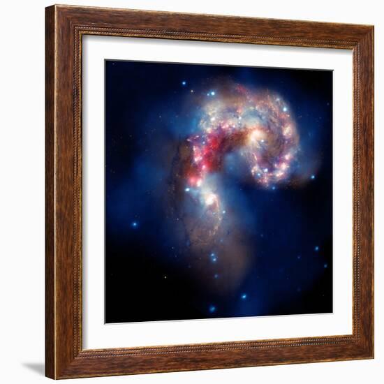 Composite Image of Antennae Galaxies - Interstellar Gas with Elements from Supernova Explosions-null-Framed Photographic Print